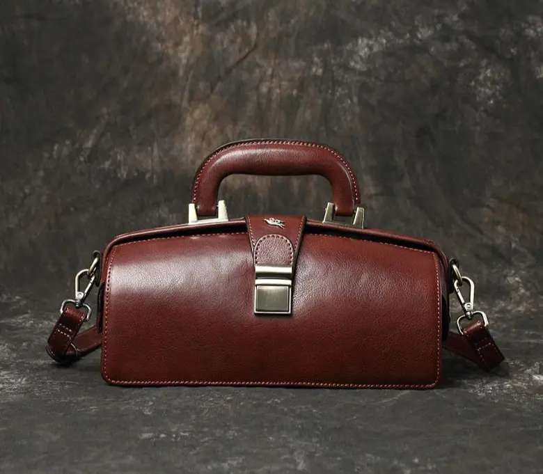 Handcrafted Doctors Bag Retro Messenger French Leather Women Handbag