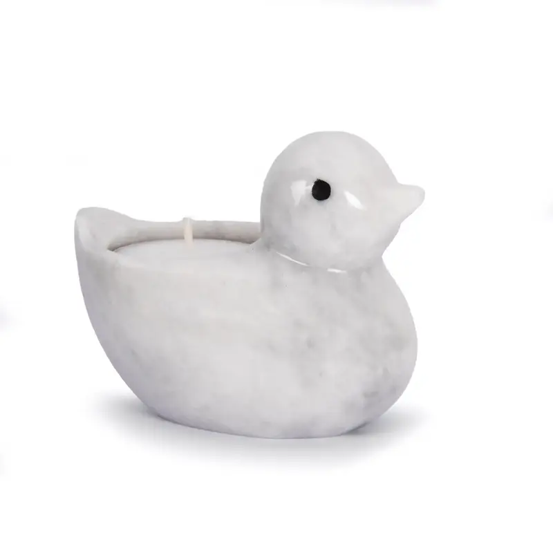 Handcrafted Himalayan White Marble Duck Tea Light Holder