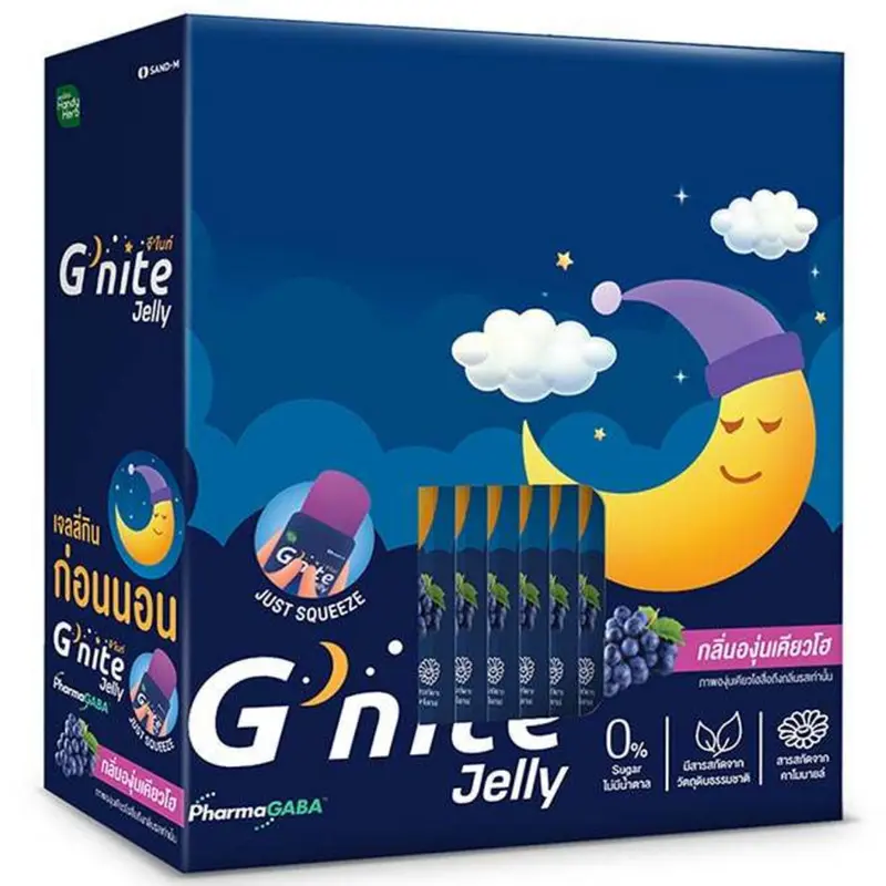 Handy Herb - Handy Herbs - Gnite Beautie Gummy Jelly, Chamomile, Reishi Mushroom Extract and L-Theanine, Sleep Fast, Kyoho Grape flavor 30g. (Pack of 12)