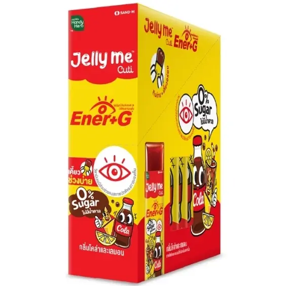 Handy Herb - Jelly me Cuti Ener+G with Green Tea, Vitamin C, Matcha and Ginseng Extract, Cola and Lemon flavor (Pack of 12)