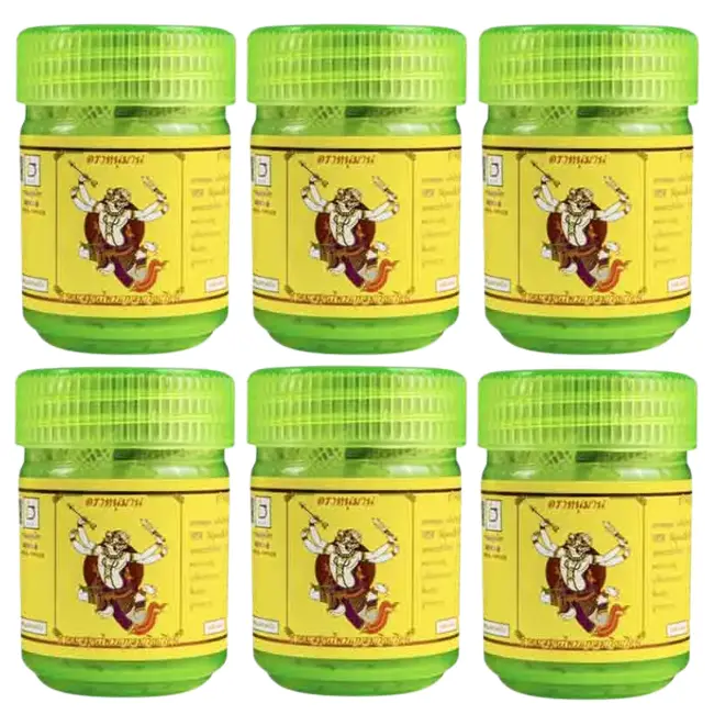 Hanuman - Herbal Inhaler - Traditional Natural Scent - Yadom - Relieves Dizziness 5g. (Pack of 6) - Made in Thailand