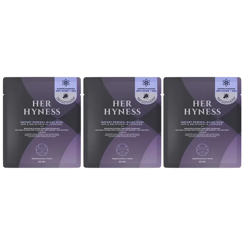 Her Hyness - Instant Renewal Black Mask with HPR & Melatonin in Liposome 25ml. (Pack of 3)