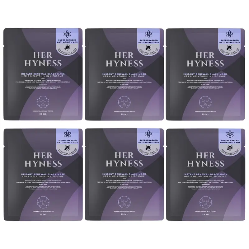 Her Hyness - Instant Renewal Black Mask with HPR & Melatonin in Liposome 25ml. (Pack of 6)