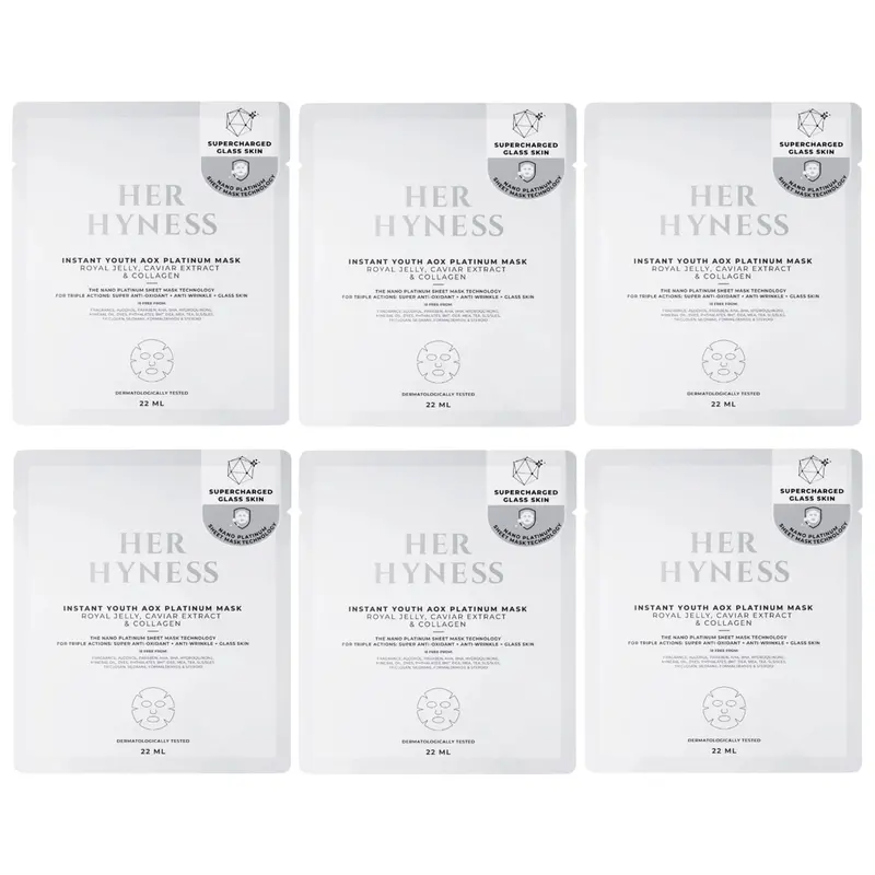 Her Hyness - Instant Youth Aox Platinum Mask with Royal Jelly, Caviar Extract & Collagen 22ml. (Pack of 6)