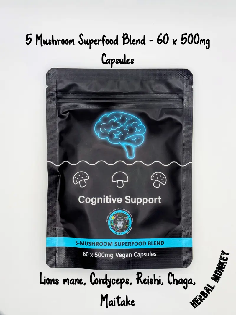 Herbal Monkey’s 5 Mushroom Superfood Capsules | 60 Capsules