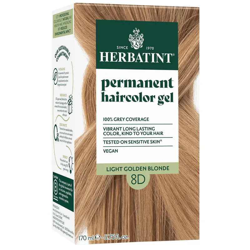 Herbatint Permanent Herbal Hair Colour 8D LIGHT GOLDEN BLONDE 170ml