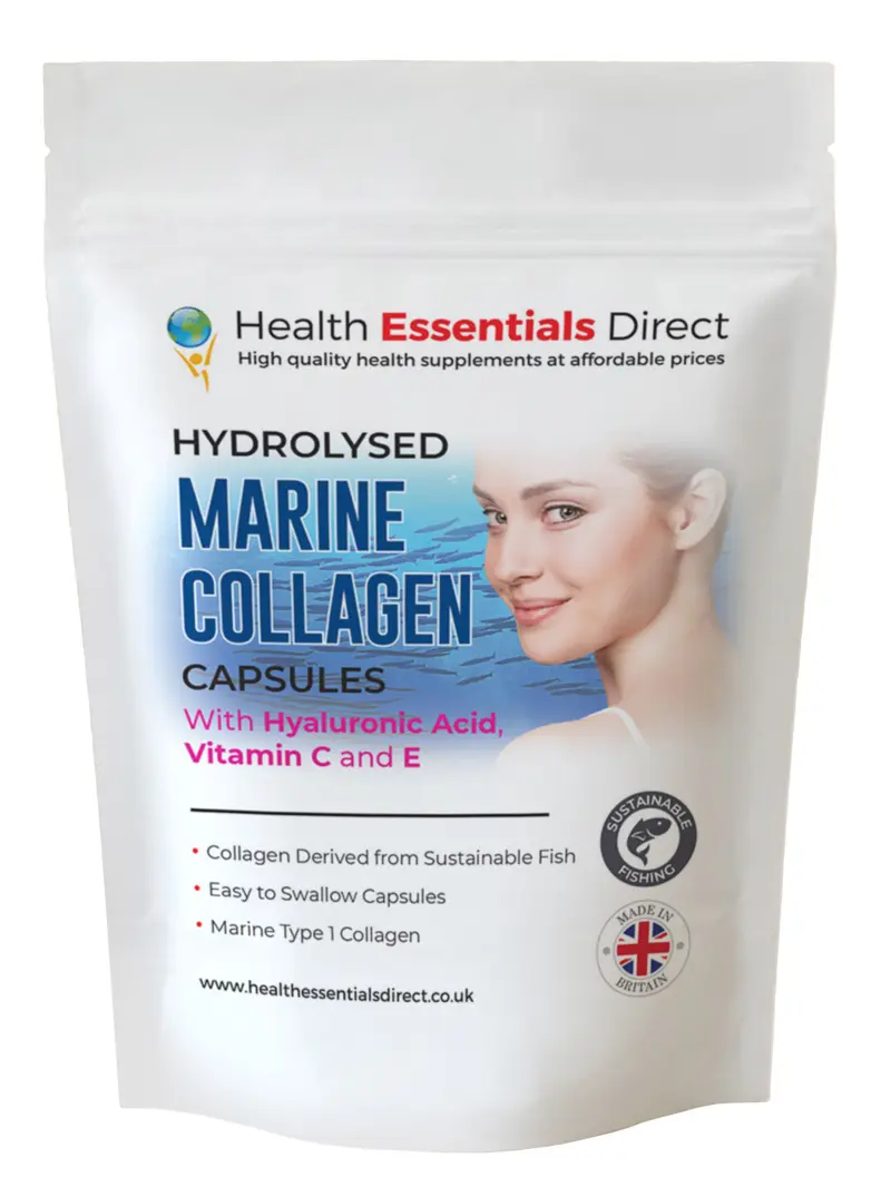 Hydrolysed Marine Collagen Capsules With Hyaluronic Acid, Vitamin C + E