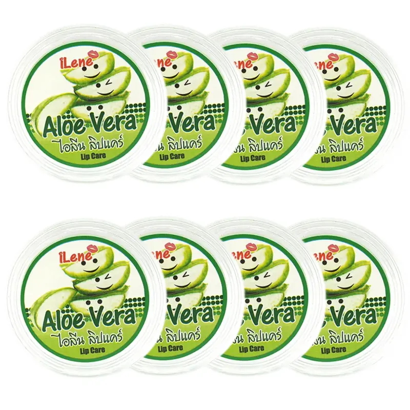 iLene - Aloe Vera Natural Lip Care Balm Moisturiser 10g. (Pack of 8)