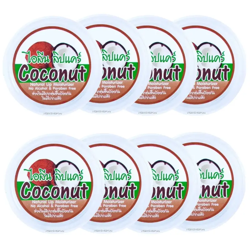 iLene - Coconut Natural Lip Care Balm Moisturiser 10g. (Pack of 8)