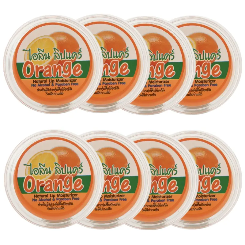iLene - Orange Natural Lip Care Balm Moisturiser 10g. (Pack of 8)