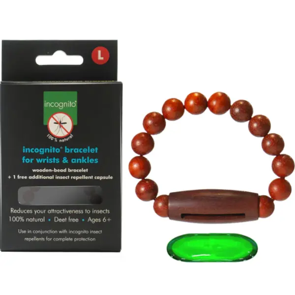 Incognito Bracelet Medium (wooden) with 2 x insect repellent beads