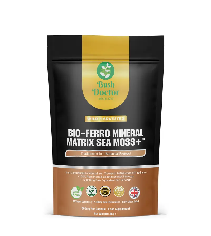 Irish Sea Moss Capsules 12000mg Bladderwrack Burdock Sarsaparilla 6-in-1 Vegan