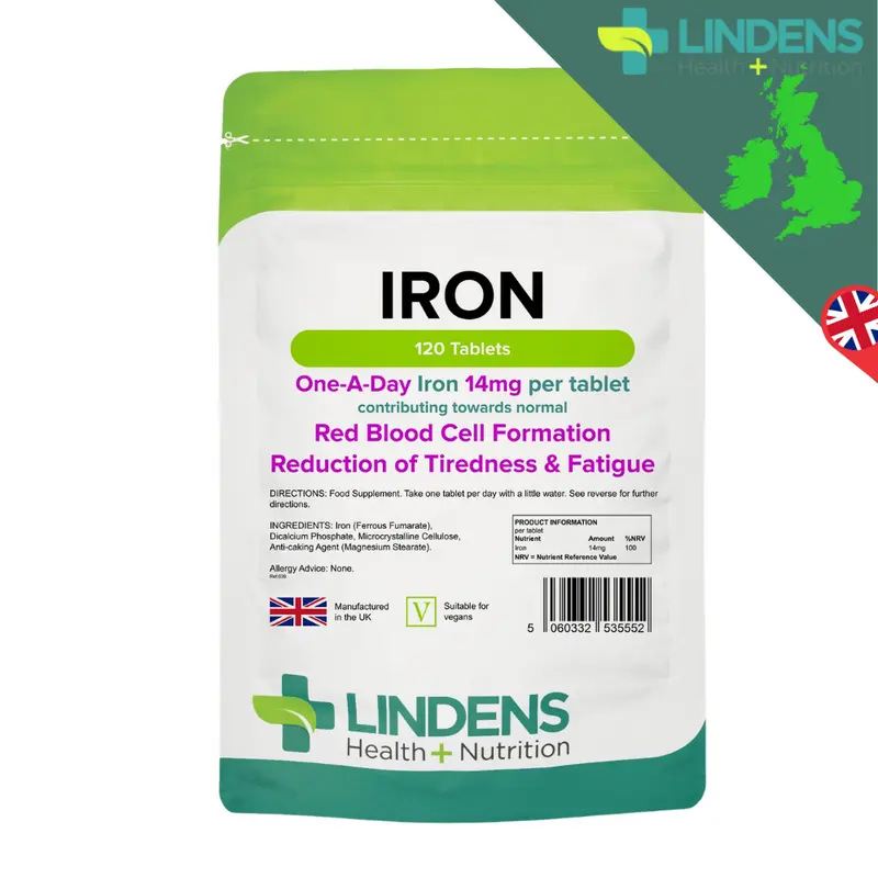 Iron Tablets 14mg 120 Vegan Lindens