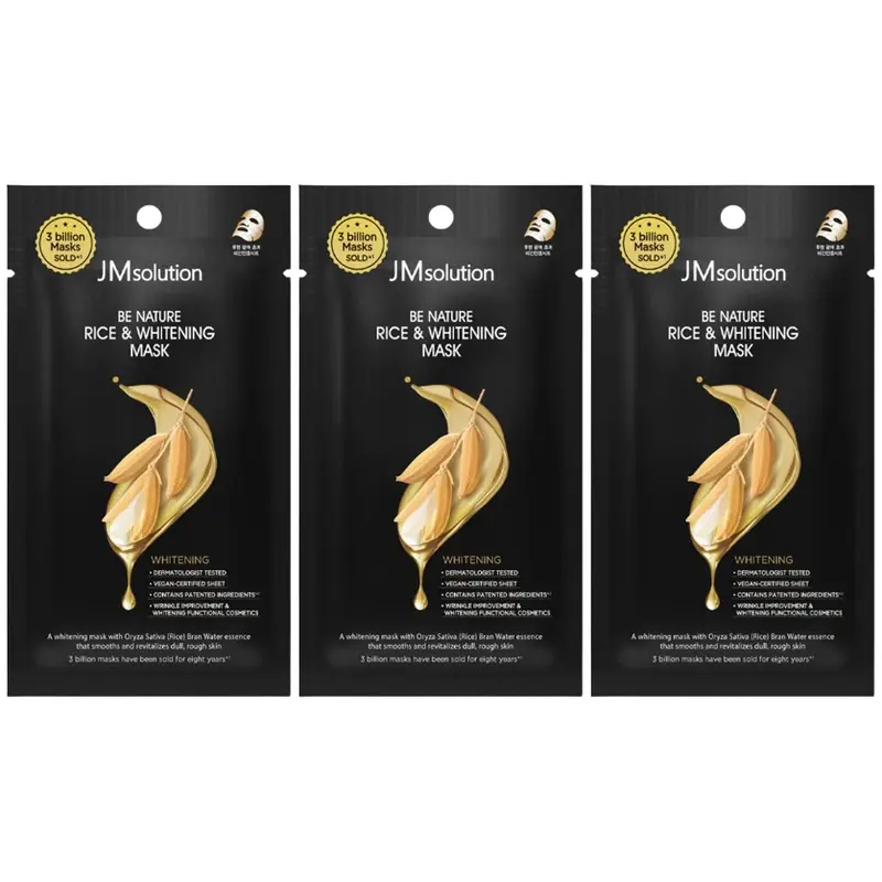 JM Solution - Be Nature Rice & Whitening Mask 24ml. (Pack of 3)