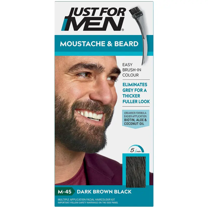Just For Men Moustache & Beard Dark Brown Black Hair Dye M 45