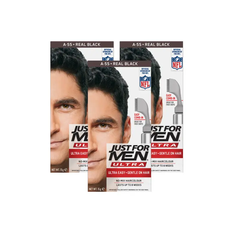 Just for Men Ultra Hair Colour 55 Real Black - Triple Pack