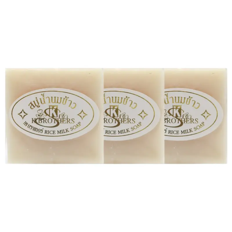 K. Brothers - 100% Pure Rice Milk Soap, Reduces Freckles 60g. (Pack of 3)