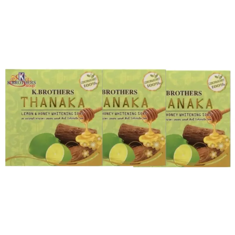 K. Brothers - Thanaka Lemon & Honey Whitening Soap 60g. (Pack of 3)