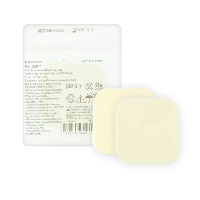 Kendall AMD Antimicrobial Foam Dressing - Bacteria-Killing Polymer Dressing (Multiple Sizes) (x1, 10 or 25)