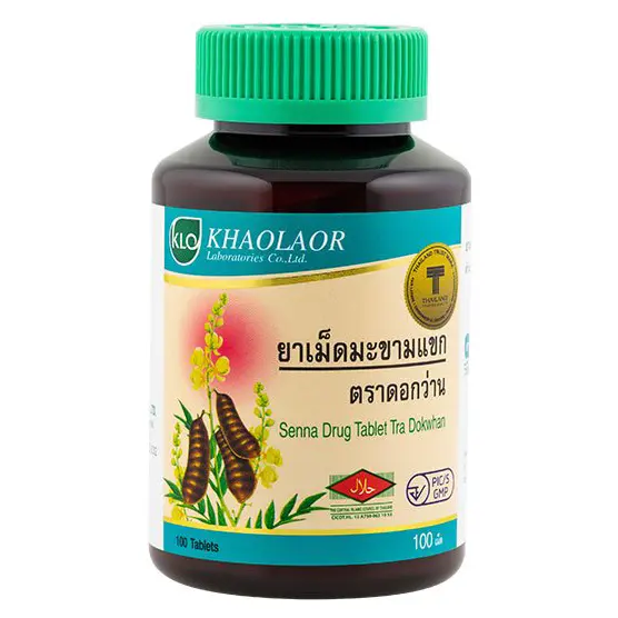 Khaolaor - Tamarind Senna Drug, Senna Leaf, Senna Pod (100 tablets)