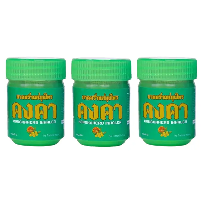 Khongkaherb - Khongkhaherb Herbal Inhaler - Original Green, Fragrant Wood (Pack of 3)
