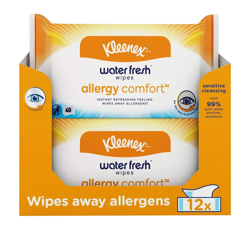 Kleenex Allergy Comfort Waterfresh Wipes - 40 Wipes - 12 Pack