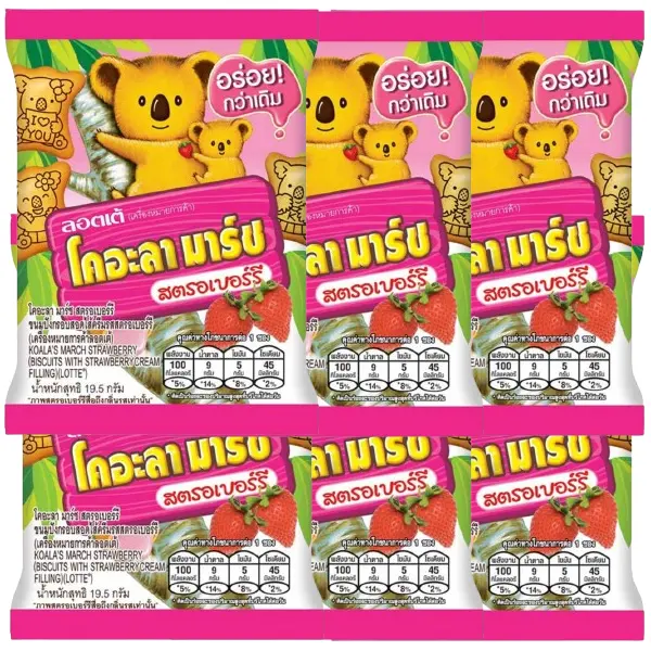 Koala's March - Strawberry Flavor 19.5 g. (Pack of 6)