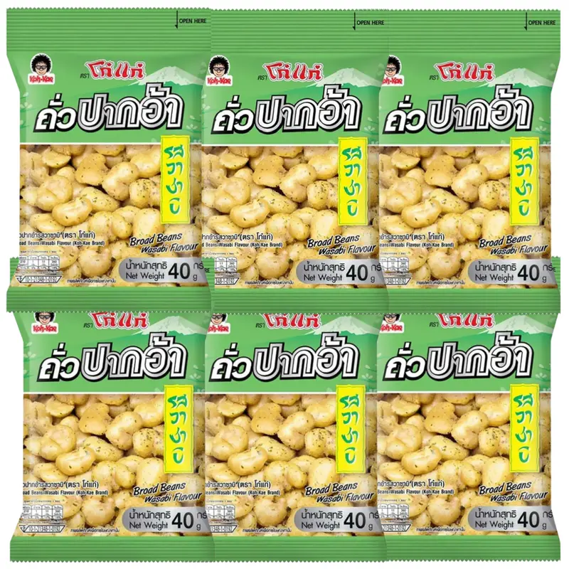 Koh Kae - Wasabi Flavored Broad Beans 40 g. (Pack of 6)