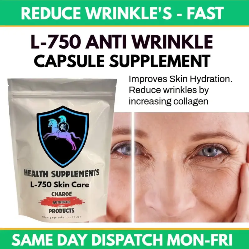 L-750 Capsules UK — L-Arginine HCl 750mg | Nitric Oxide Skin Nutrition | Anti-Ageing Amino Acid | 60 to 500 Capsules