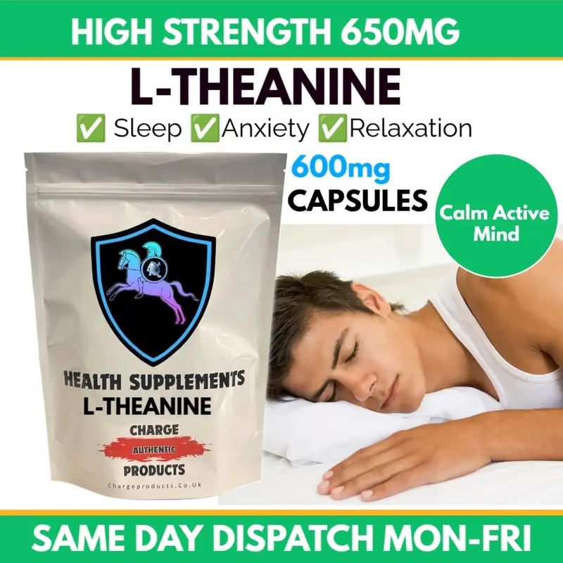 L-Theanine 600mg Capsules — Higher Strength Than 500mg · No Fillers · Vegan HPMC