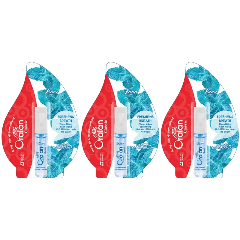 Lana - Oralan Classic Xịt Thơm Miệng Mint Breath Spray 8ml. (Pack of 3)