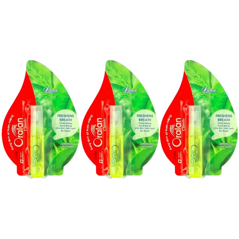 Lana - Oralan Classic Xịt Thơm Miệng No Sugar Tea Breath Spray 8ml. (Pack of 3)