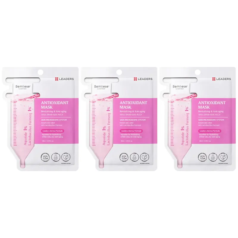 Leaders - Antioxidant Face Mask with Aquatide and SYN-COLL for Anti-Aging 28ml. (Pack of 3)