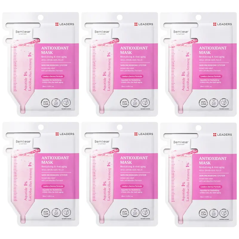 Leaders - Antioxidant Face Mask with Aquatide and SYN-COLL for Anti-Aging 28ml. (Pack of 6)