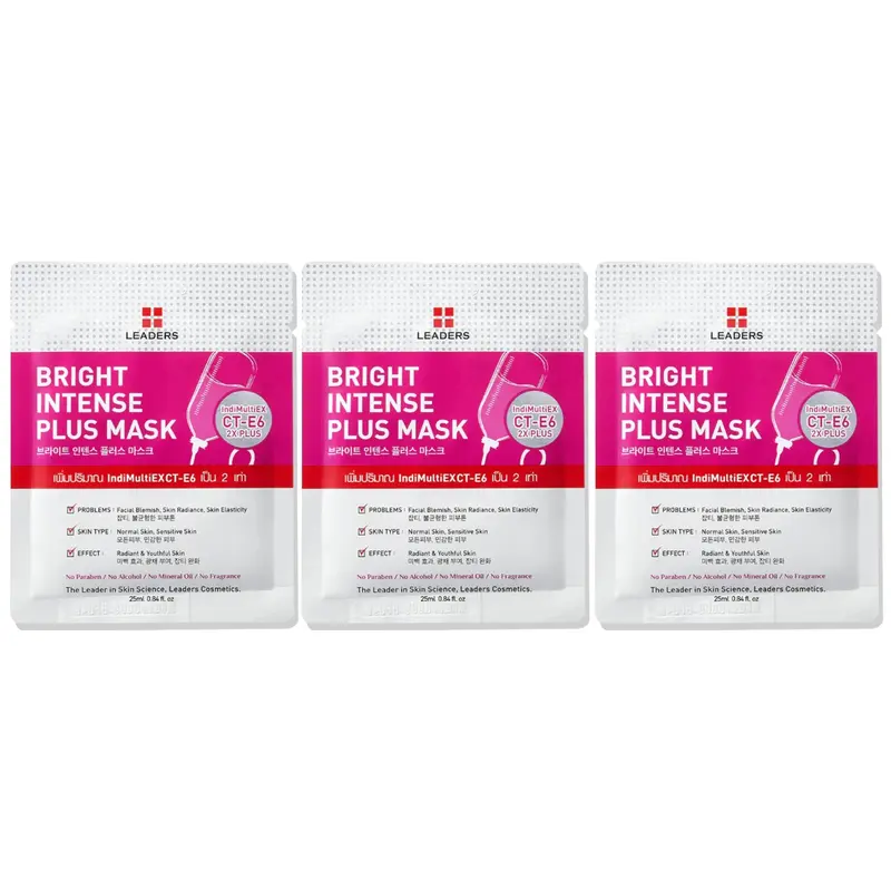 Leaders - Bright Intense Plus Face Mask with IndiMultiEXCT-E6 25ml. (Pack of 3)