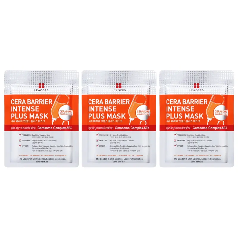 Leaders - Cera Barrier Intense Plus Face Mask with Cerasome Complex-5EX 25ml. (Pack of 3)