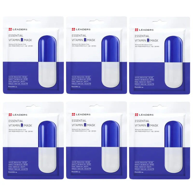 Leaders - Essential Vitamin B Face Mask, Moisture & Skin Barrier Care 28ml. (Pack of 6)