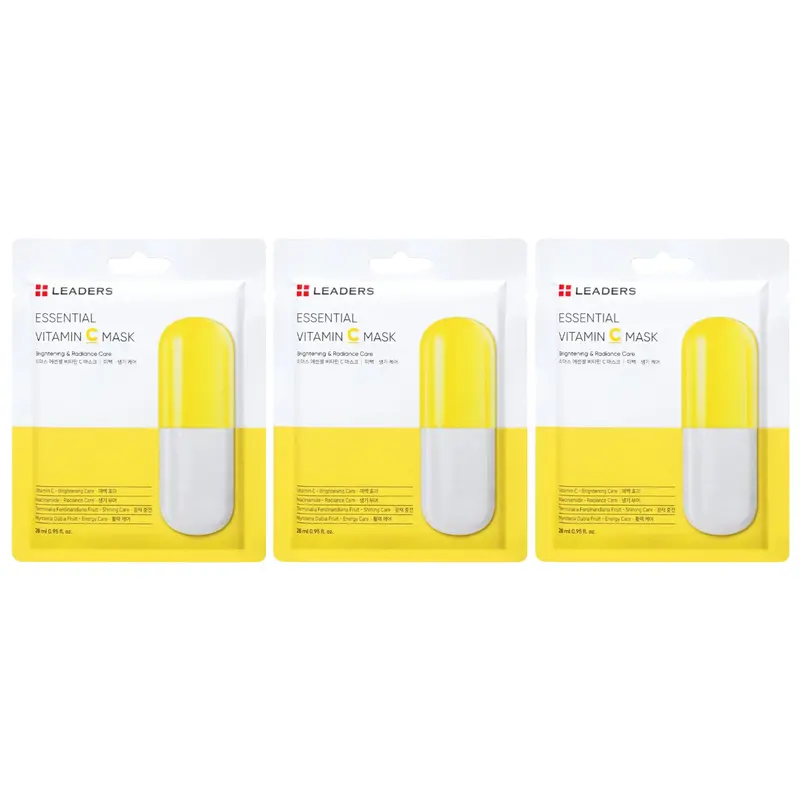 Leaders - Essential Vitamin C Face Mask, Brightening & Radiance Care 28ml. (Pack of 3)