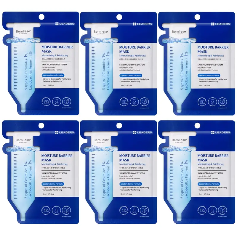 Leaders - Moisture Barrier Face Mask with 5 types of Cermides and Trehalose 28ml. (Pack of 6)