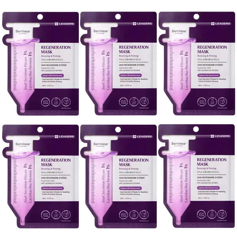 Leaders - Regeneration Face Mask with Snail Secretion Filtrate and SYN-HYCAN 28ml. (Pack of 6)