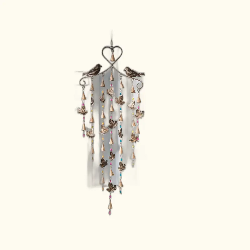 Leaf/Bird Windchime Mobile With Mixed Beads