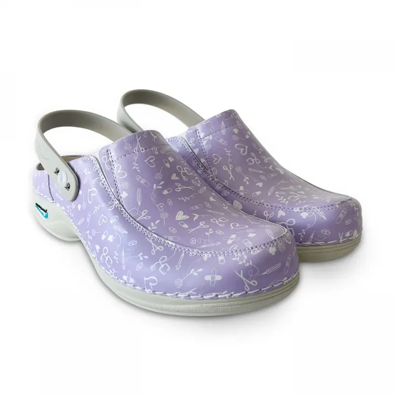 Leather Washable Clogs Wash'Go Lavender