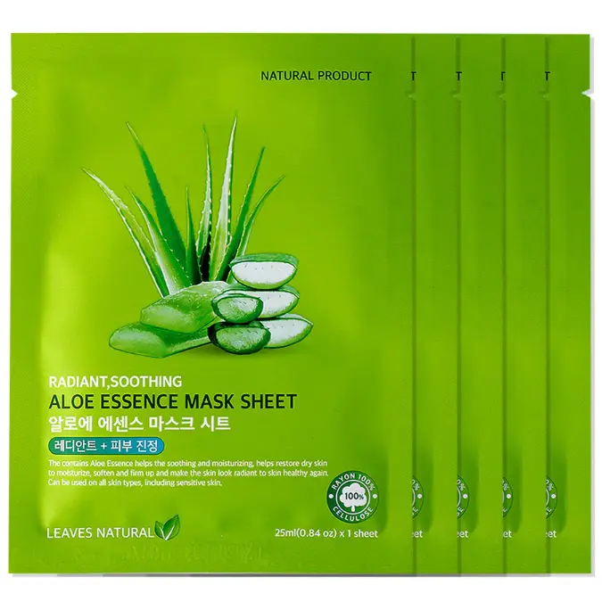 Leaves Natural - Aloe Essence Mask Sheet 25ml. (Pack of 5)