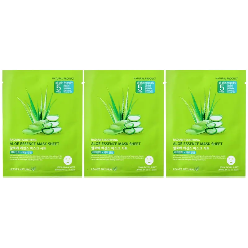 Leaves Natural - Mix Berry Essence Mask Sheet with Anti-Aging and Glow Face Mask 25ml. (Pack of 6)
