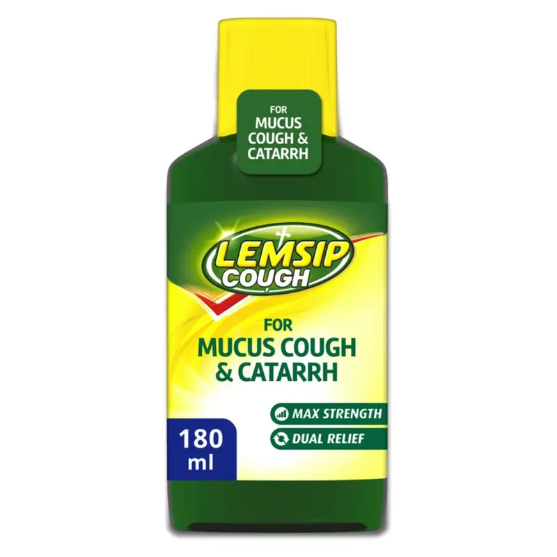 Lemsip Cough for Mucus Cough & Catarrh 100mg/2.5mg/5ml Oral Solution 180ml