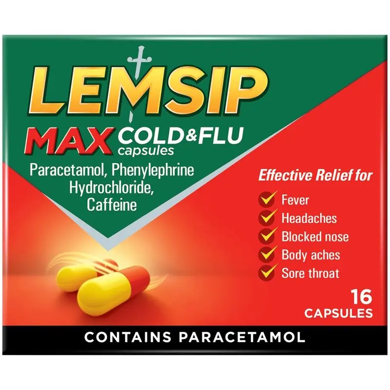 LEMSIP MAX Cold & Flu Capsules - 16 Capsules