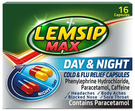 Lemsip Max Day & Night Cold & Flu Relief - 16 Capsules (A)