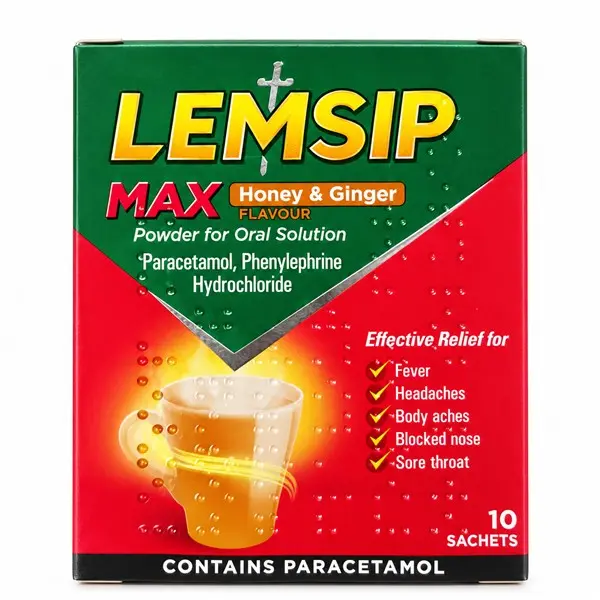 Lemsip Max Honey & Ginger Cold & Flu Relief – 10 Sachets