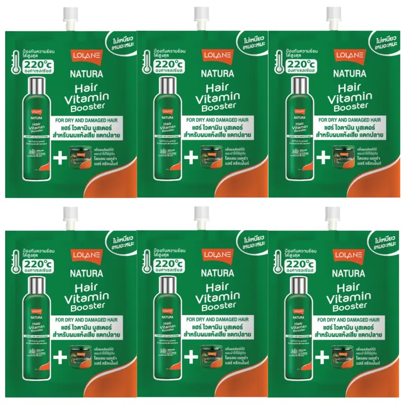 Lolane - Natura Hair Vitamin Booster For Dry And Damaged Hair 20ml. (Pack of 6)