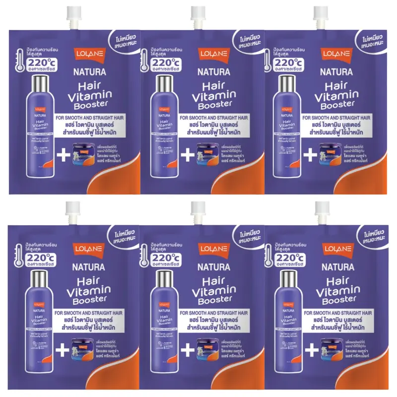 Lolane - Natura Hair Vitamin Booster For Smooth And Straight Hair 20ml. (Pack of 6)